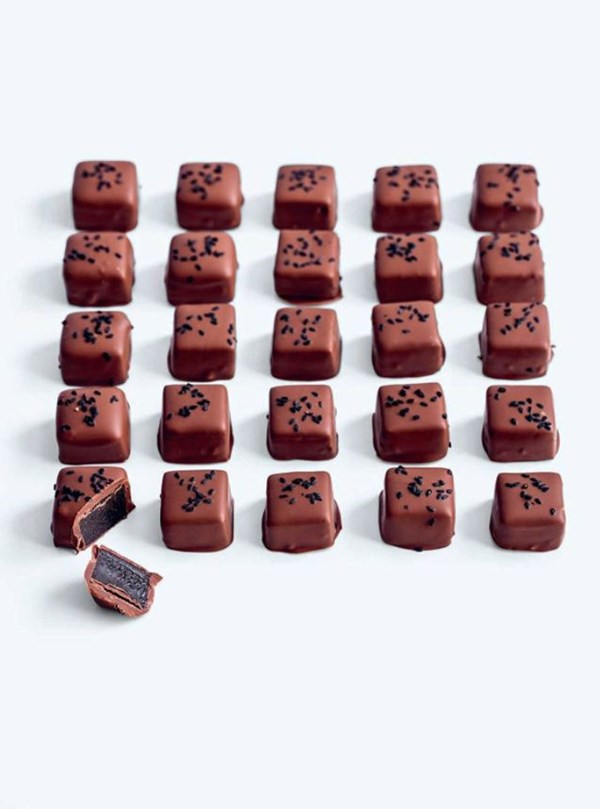 Sesame & hazelnut dipped chocolates