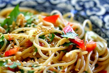 Sesame and cilantro vermicelli salad
