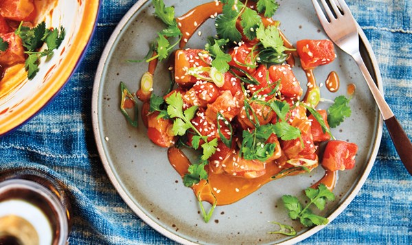 Sesame-and-soy watermelon poké