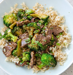 Sesame beef and broccoli stir-fry for two