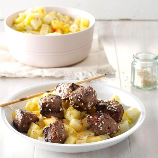 Sesame beef skewers