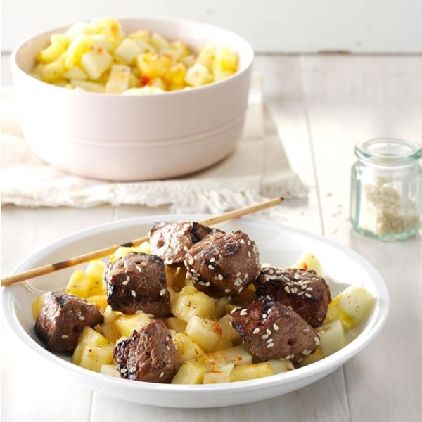 Sesame beef skewers