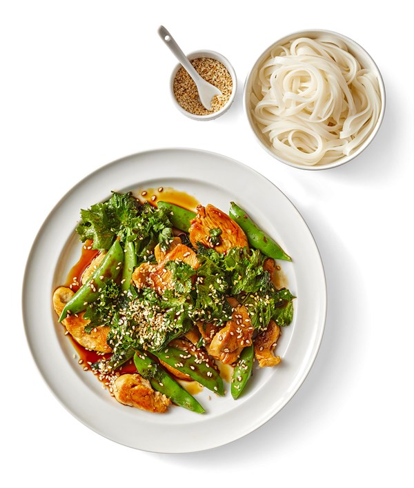 Sesame chicken & greens stir-fry