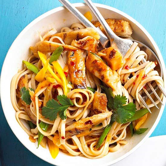 Sesame chicken and noodles