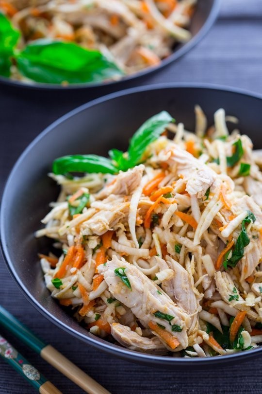 Sesame chicken celery root salad