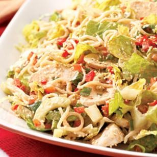 Sesame chicken cucumber noodle salad