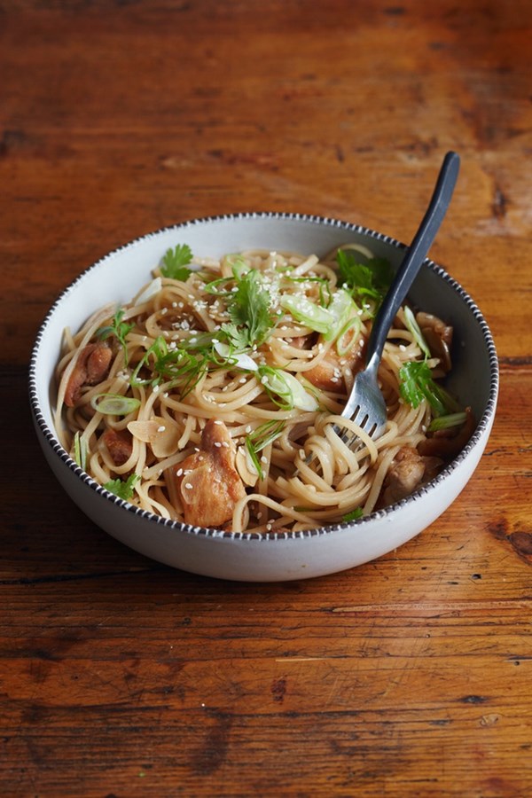 Sesame chicken noodle bowl