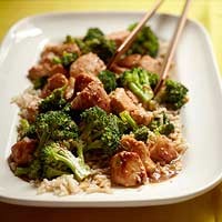 Sesame chicken with broccoli stir-fry