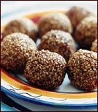 Sesame-coated sweet potato croquettes
