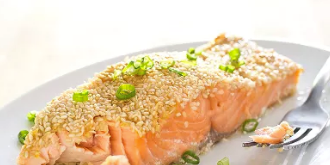 Sesame-crusted salmon with lime and coriander