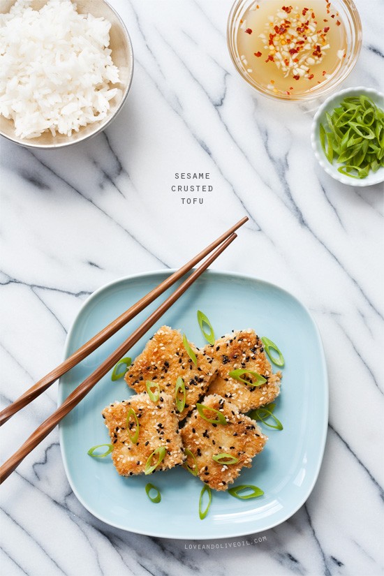 Sesame crusted tofu