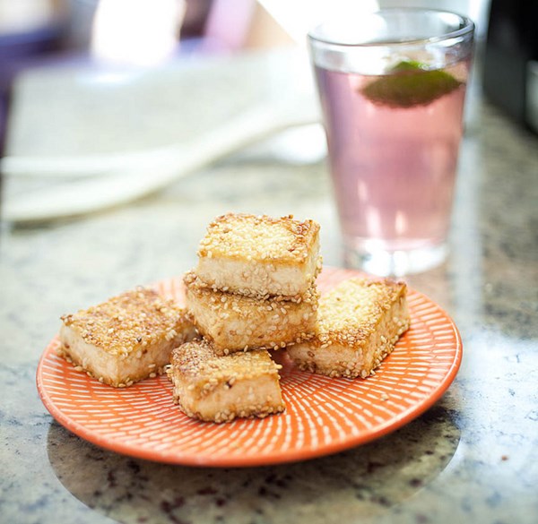 Sesame-crusted tofu