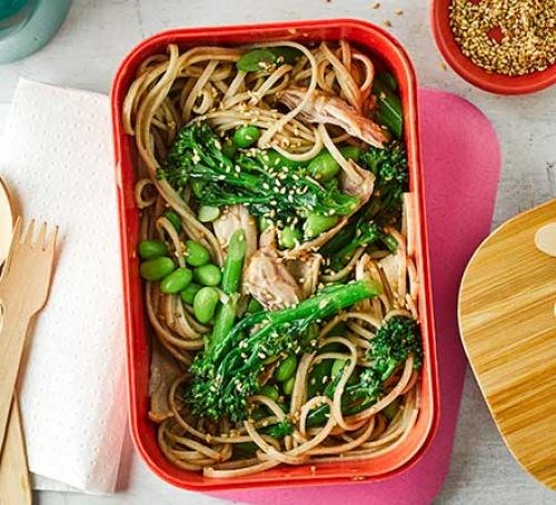 Sesame, edamame & chicken noodle salad