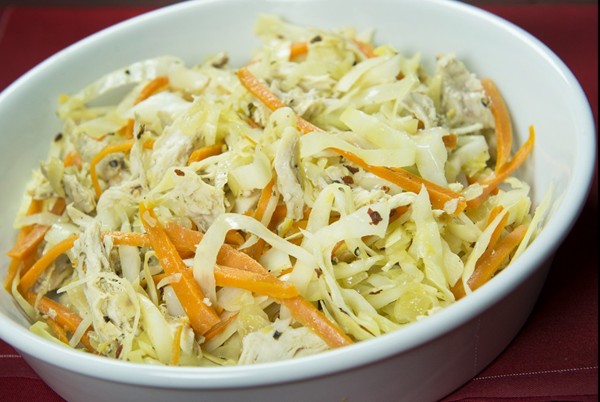 Sesame ginger cabbage with carrots and chicken