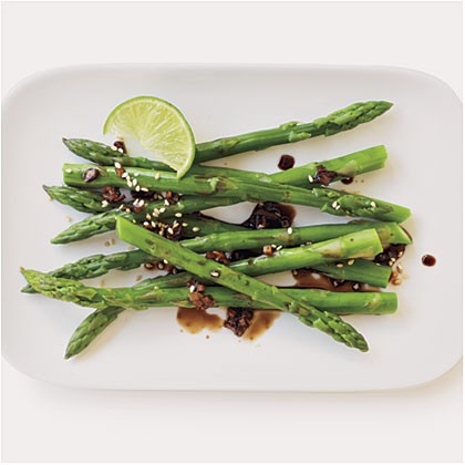 Sesame-ginger glazed asparagus
