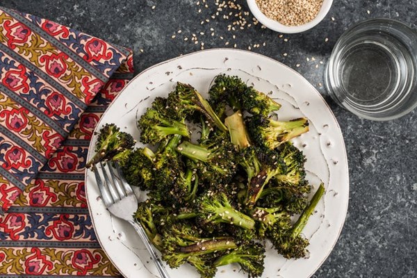 Sesame-ginger roasted broccoli