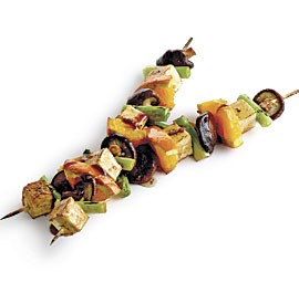 Sesame-ginger tofu and shiitake kebabs