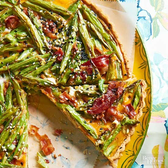 Sesame green bean tart