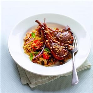 Sesame lamb cutlets with nutty couscous