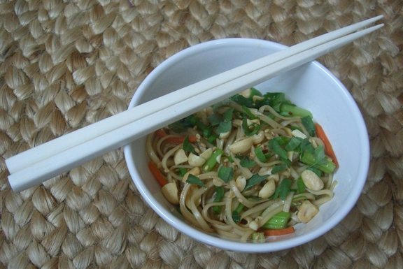 Sesame noodles with Thai basil