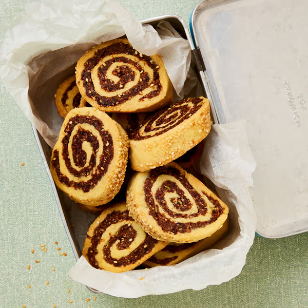 Sesame, pecan and date cookies