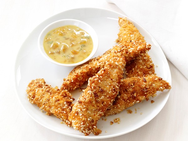 Sesame-pecan chicken strips