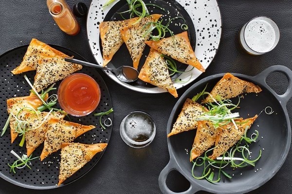 Sesame prawn toast triangles