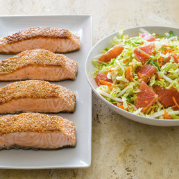 Sesame salmon with grapefruit slaw