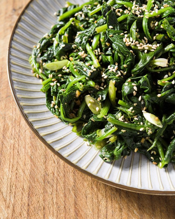 Sesame-soy spinach