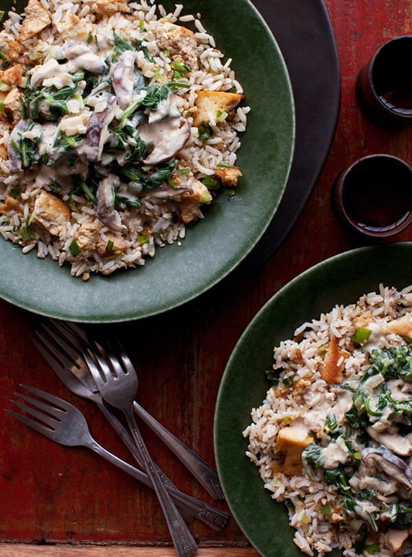 Sesame-spinach donburi
