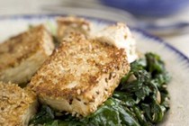 Sesame tofu with spinach