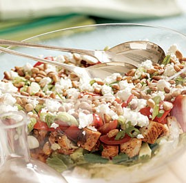 Seven-layer Southwestern chicken salad