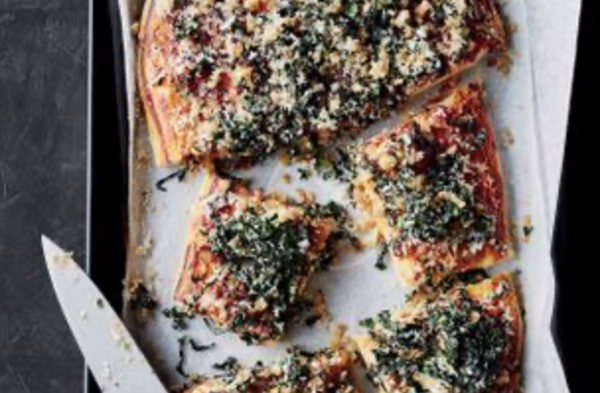 Sfincione with cavolo nero, speck and pecorino