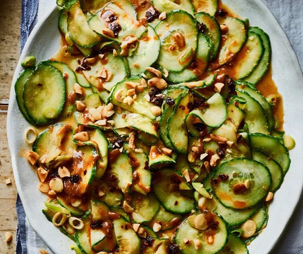 Shaken cucumber, peanut & chilli salad