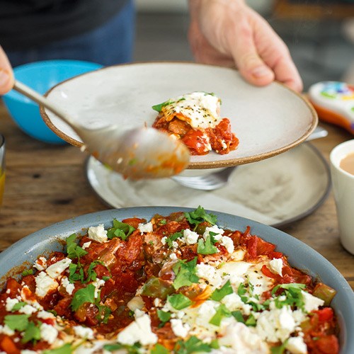 Shakshuka breakfast eggs