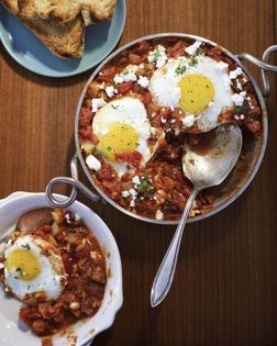 Shakshuka with new potatoes