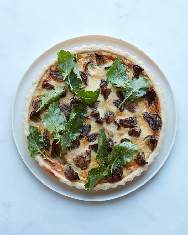Shallot and bacon tart