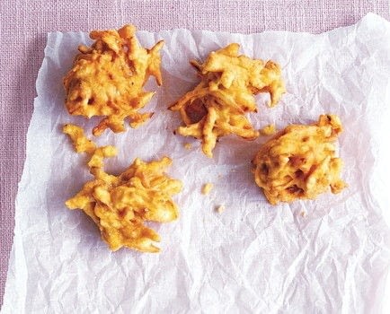 Shallot and banana bhajis
