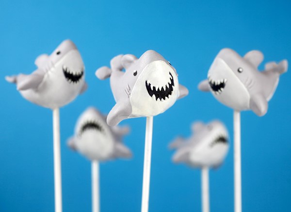 Shark cake pops