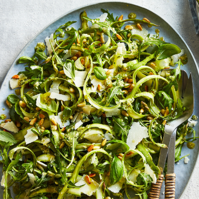 Shaved asparagus & pesto salad