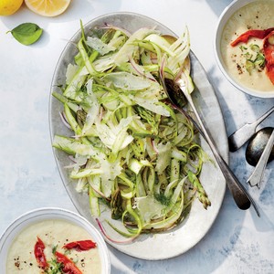 Shaved asparagus and fennel salad with Meyer lemon dressing