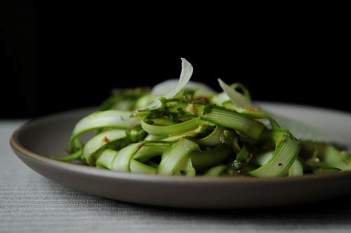 Shaved asparagus and mint salad