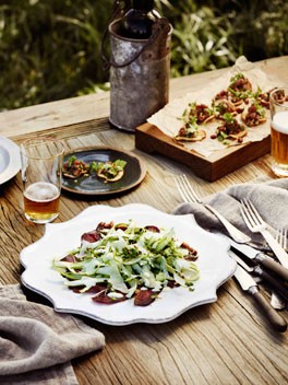 Shaved asparagus, Manchego and cured beef salad