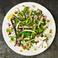 Shaved asparagus, ricotta and pine nuts
