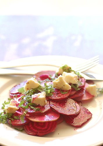 Shaved beet, pear, & marinated feta salad