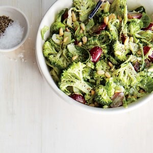 Shaved broccoli and Brussels sprouts slaw