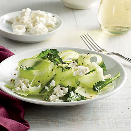 Shaved broccoli stalk salad with lime