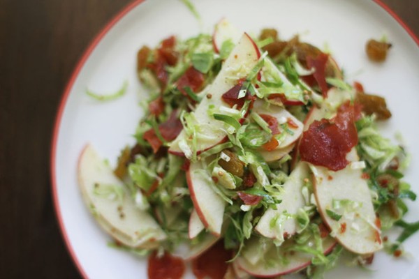 Shaved Brussels sprout salad with apples & crispy prosciutto