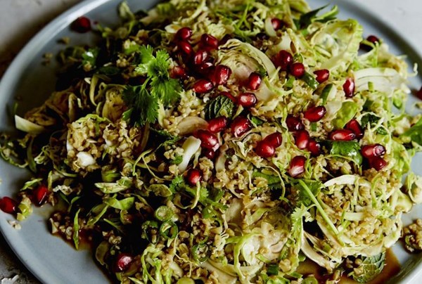 Shaved Brussels sprouts & freekeh salad