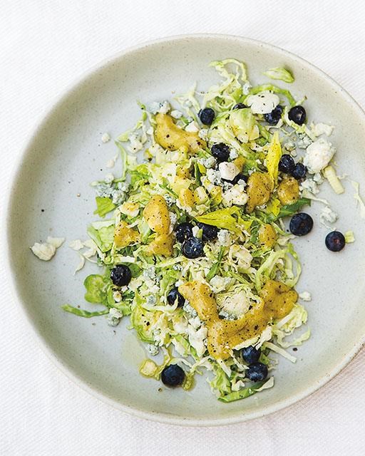 Shaved Brussels sprouts with blueberries